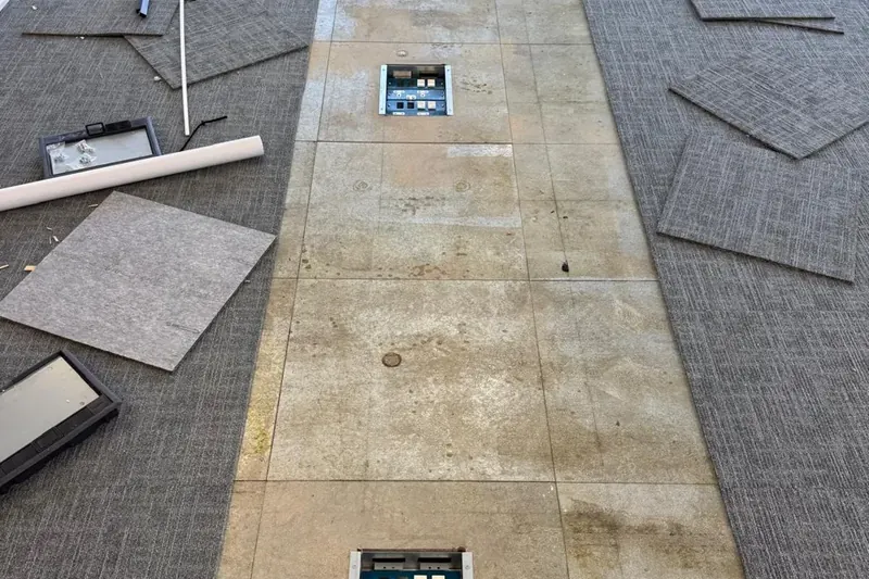 Office power, floor boxes and lighting