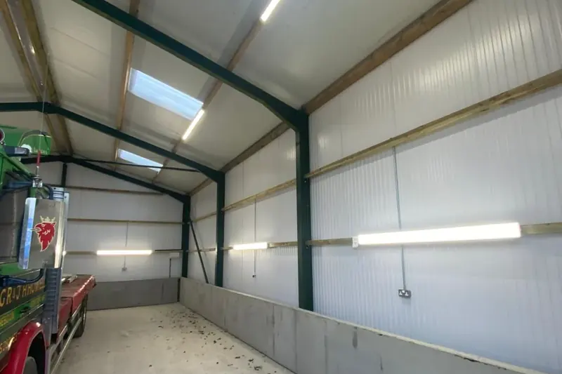 Vehicle storage building lighting and power