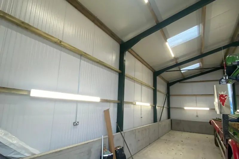 Vehicle storage building lighting and power